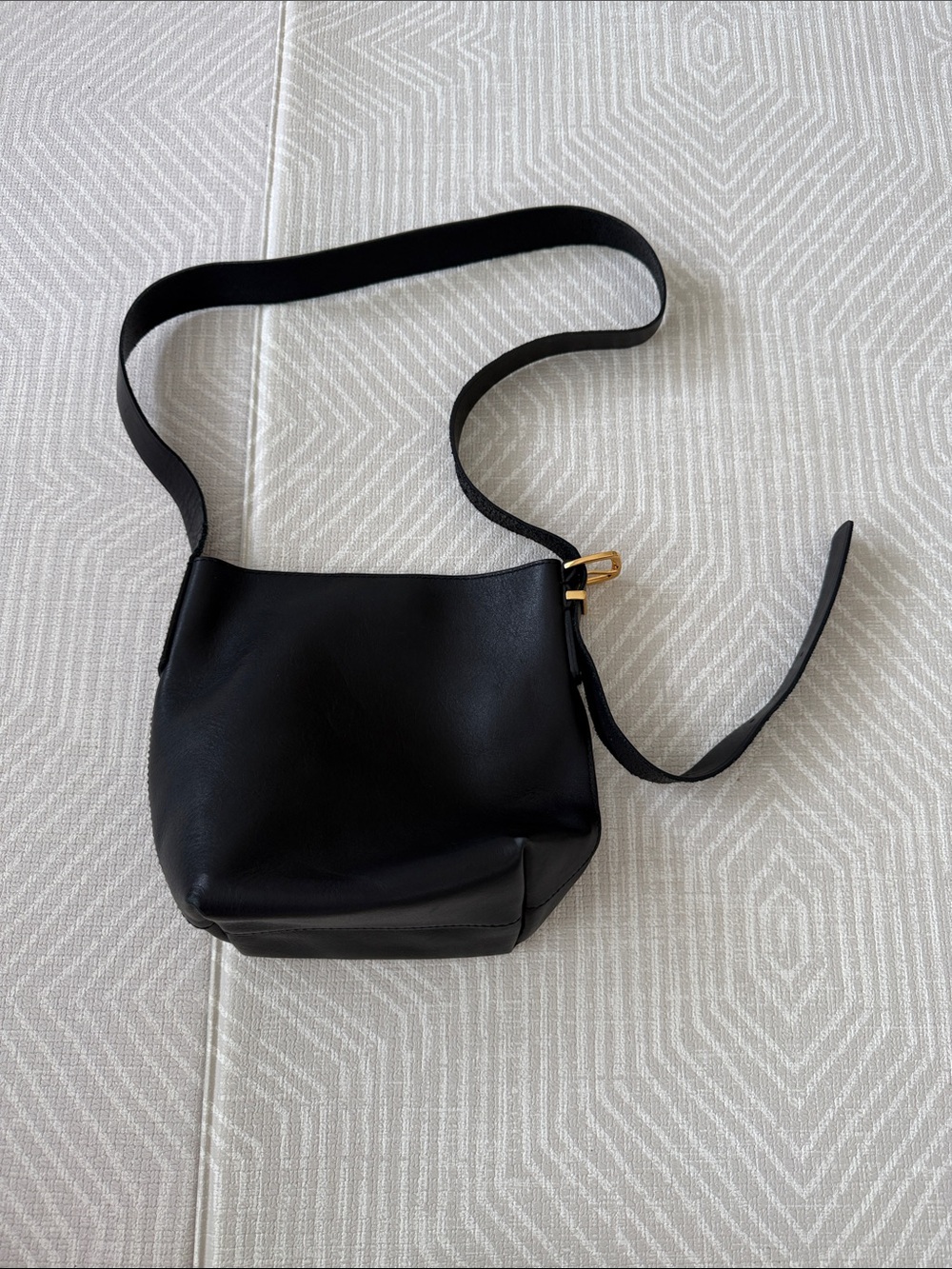 Madewell Black Leather Crossbody with Gold Accent